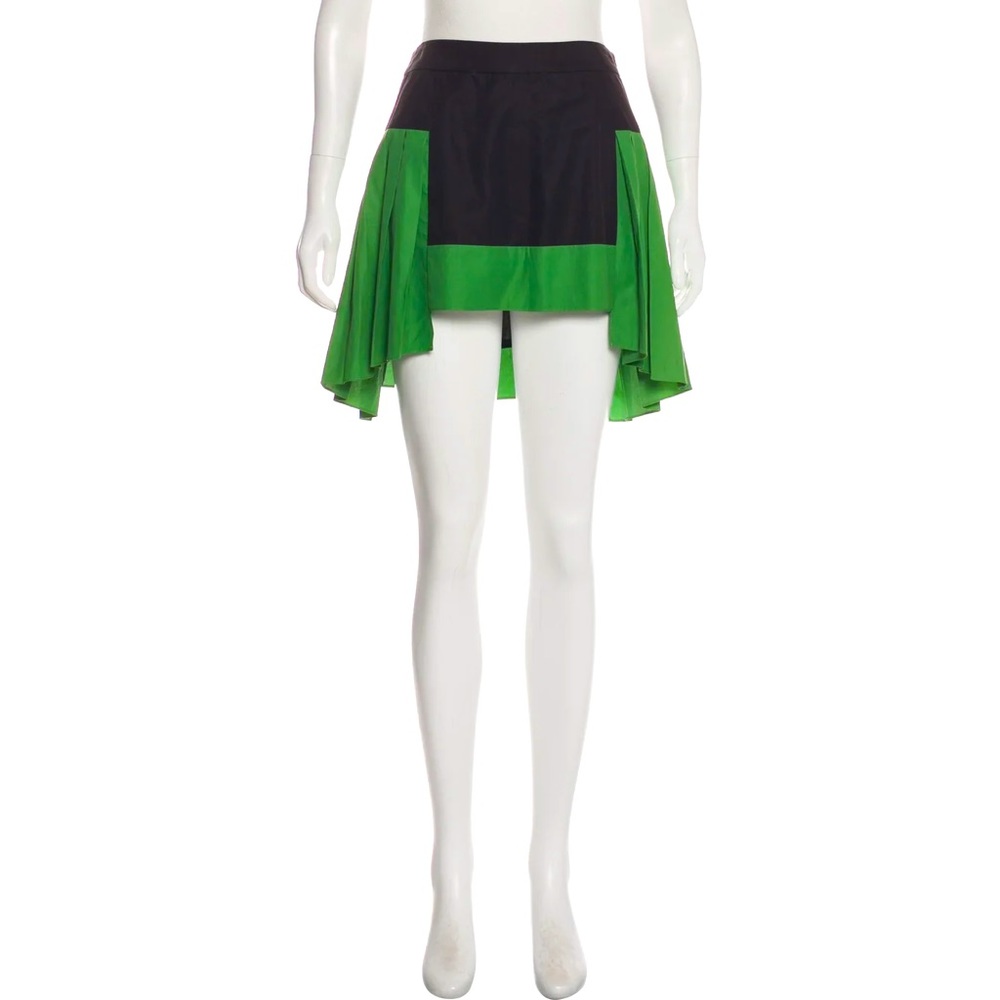 SKAIST TAYLOR Kelly Green Pleated Stepped High-Low Hem Mini Tennis Skirt Size: M